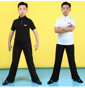 Boys kids youth white black latin dance shirts and pants ballroom waltz smooth dance costumes for Children Modern dance Suit for baby